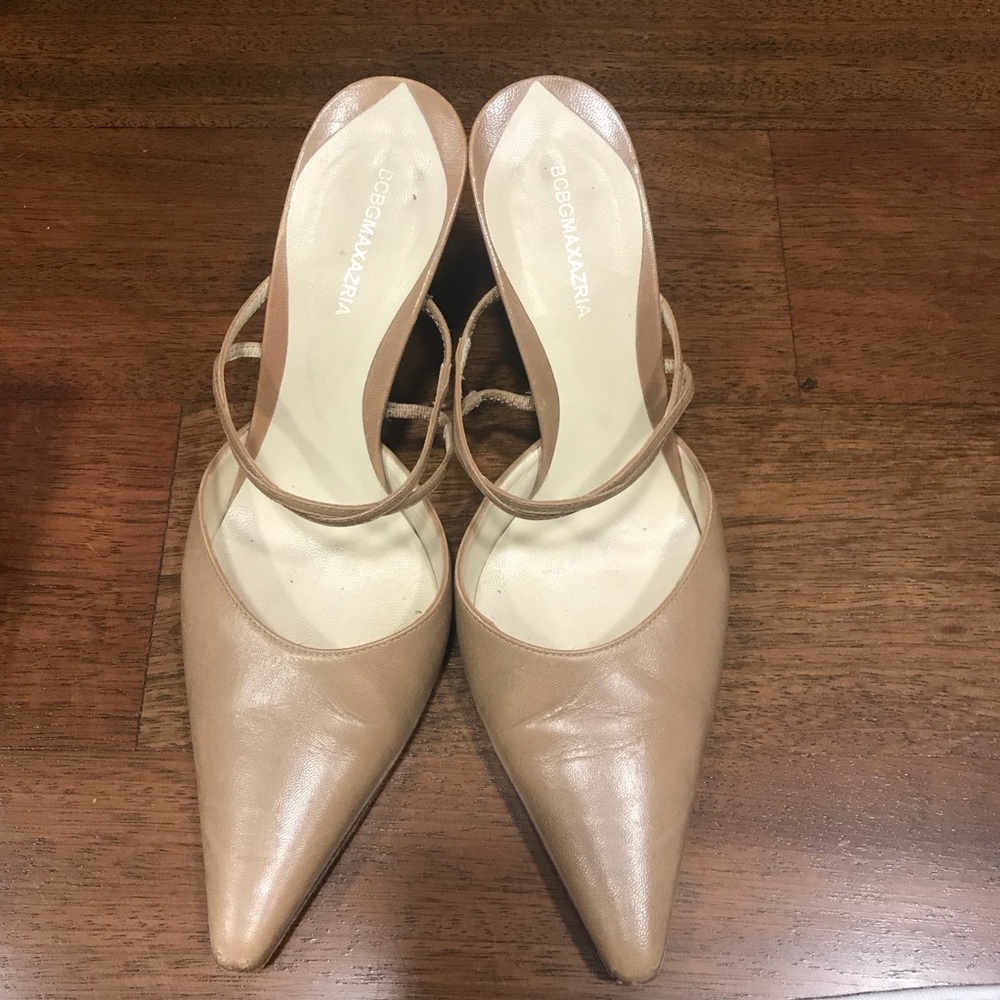 BCBG dressy open back pumps